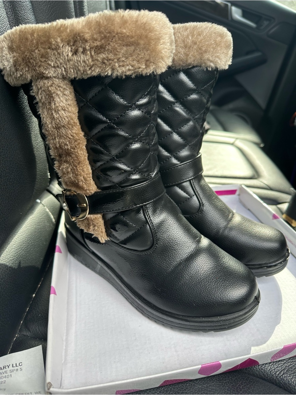 Black Quilted Faux-Fur Winter Boots - Women's